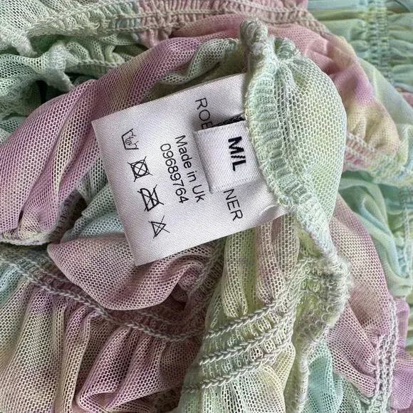 Roberta Einer Rainbow Bodycon Midi Dress Pastel Sheer Medium Large 10 - Picture 13 of 16